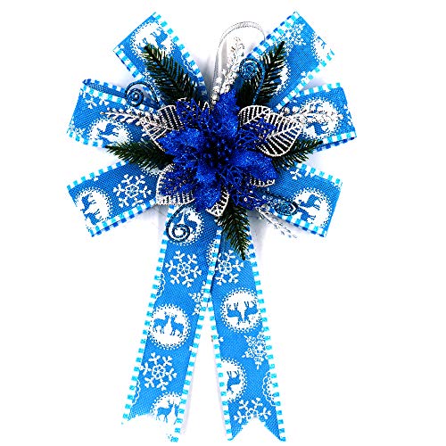 Product Cover ALEKO CHDB10BL Oversized Statement Holiday Bow Christmas Swag Blue and Silver