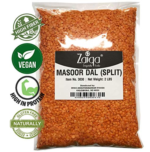 Product Cover Red Split Lentils or Masoor Dal, Make Vegan Soups Pastas Stews Salad and Indian Curry Dishes | Excellent Source of Nutrition | Pacific Northwest Grown - 2 LBS