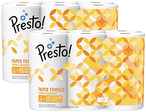 Product Cover Amazon Brand - Presto! Full-Sheet Paper Towels, Huge Roll, 12 Count