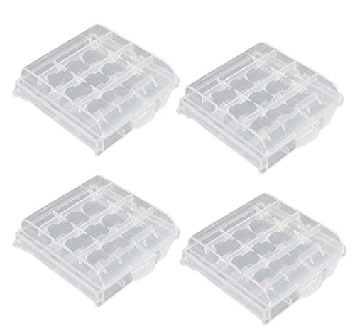 Product Cover SYGA Set of 4 Plastic Portable AA/AAA 4 Cell Battery Case/Holder Battery Container