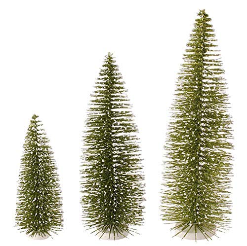 Product Cover Raz Set of 3 Green Sparkled Bottle Brush Christmas Trees - 9.5, 13.5 and 18 Inches High