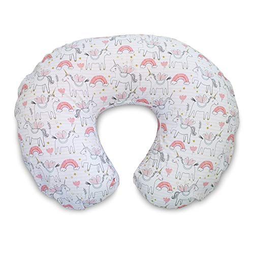 Product Cover Boppy Original Nursing Pillow Slipcover, Cotton Blend Fabric, Pink Unicorns