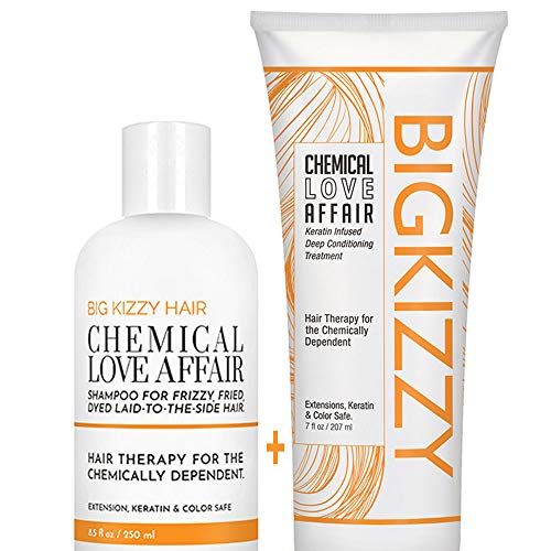 Product Cover Big Kizzy Damage Repair Shampoo and Conditioner Set - Ideal for Bleached, Highlighted & Colored Hair. Keratin & Rice Protein Treat Prevent & Soothe Dry Fragile Hair. Extensions, Color & Keratin Safe.