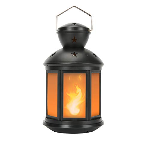 Product Cover Vintage Decorative Lanterns Battery Powered LED, with 6 Hours Timer,Indoor/Outdoor,Small Lanterns Decor for Christmas,Black-1pc
