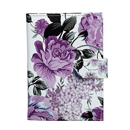 Product Cover ZONGSHU Floral Passport Holder Cover Wallet, Peony Flower Patten Travel Luggage Passport Wallet with PU Leather, Purple