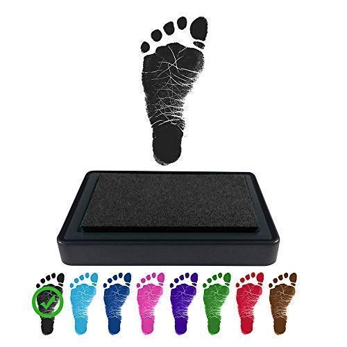 Product Cover ReignDrop Ink Pad for Baby Footprint, Handprint, Create Impressive Keepsake Stamp, Non-Toxic and Acid-Free Ink, Easy to Wipe and Wash Off Skin, Smudge Proof, Long Lasting Keepsakes (Black)