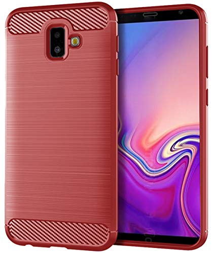 Product Cover Samsung Galaxy J6 Plus Case,Samsung Galaxy J6 Prime Case,Samsung Galaxy J6+ Case, Sucnakp TPU Shock Absorption Technology Raised Bezels Protective Case Cover for Samsung Galaxy J6+ (Red)