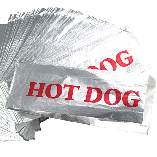 Product Cover Warming Foil Hot Dog Wrapper Sleeves 50 Pack by Avant Grub. Turn a Party into a Carnival with Classic HotDog Bags that Keep Dogs Warm and Fundraiser or Concession Stand Guests Mess-Free!