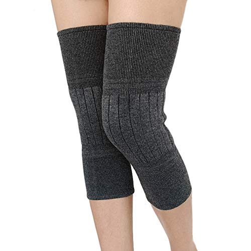 Product Cover Wool Cashmere Knee Warmers Pads Winter Warm Thermal Knee Compression Sleeve for Women Men, Gray, 2-Per Pack(1 Pair), XL