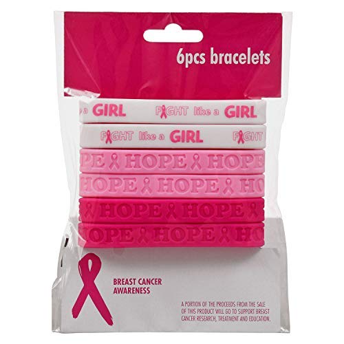 Product Cover Breast Cancer Awareness Pink Ribbon Rubber Bracelets (6-ct. Pack)