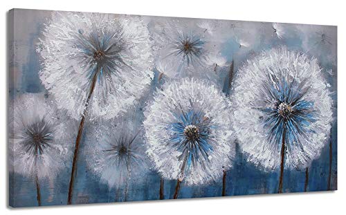 Product Cover Large Dandelion Painting Wall Art Decor Canvas Print Picture for Living Room White Flower Flora Plant Home Bedroom Decoration Modern Framed Artwork