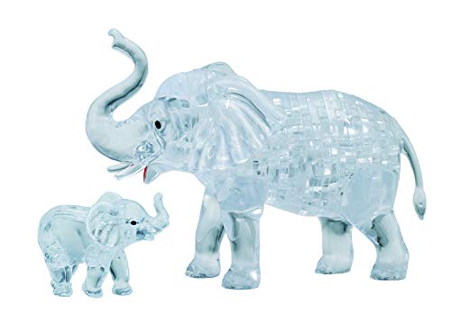 Product Cover BePuzzled Original 3D Crystal Jigsaw Puzzle - Elephant & Baby Animal Assembly Brain Teaser, Fun Model Toy Gift Decoration for Adults & Kids Age 12 & Up, 46Piece (Level 1)