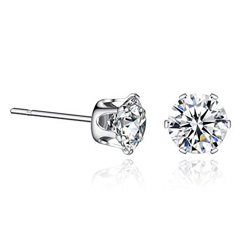 Product Cover Sterling Silver Cubic Zirconia Stud Earrings Sensitive Ears 3mm...