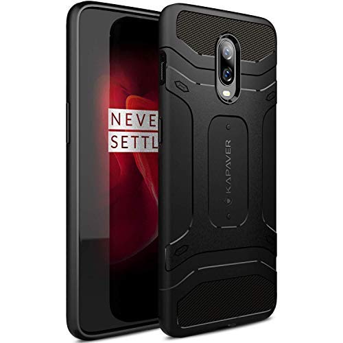Product Cover KAPAVER® OnePlus 6T Case Premium Tough Rugged Solid Black Shock Proof Slim Armor Back Cover Case for One Plus 6T