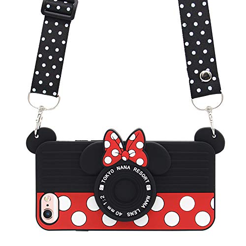 Product Cover MC Fashion iPhone 6 Case, iPhone 6s Case, Cute 3D Minnie Mouse Polka Dots Camera Case for Teens Girls Women, Shockproof and Protective Soft Silicone Phone Case for Apple iPhone 6/6s (4.7-Inch)