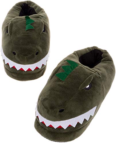 Product Cover Silver Lilly LED Light Up Dinosaur Slippers - Novelty T-Rex Animal House Shoes w/Comfort Foam
