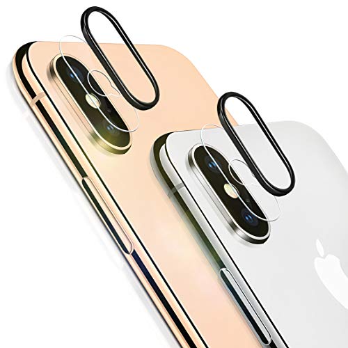 Product Cover iPhone Xs Max Camera Lens Protector, [2 Pack] Ultra-Thin Anti-Scratch Camera Tempered Glass Screen Protector Film with 2pcs Camera Protective Ring for iPhone Xs Max/XS (NOT Fit for iPhone X)