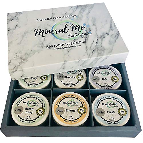 Product Cover Shower bombs w/Organic Essential Oils - Set of 6 Aromatherapy Steamers for vaporizing Steam Spa Experience - Shower Melts, Bath Bombs for the shower. Perfect Gift for Men and Women