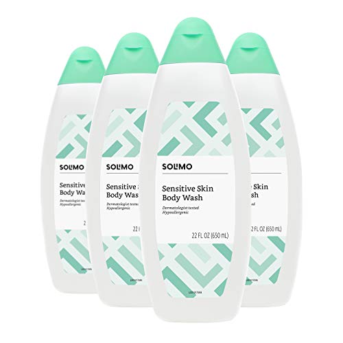 Product Cover Amazon Brand - Solimo Body Wash for Sensitive Skin, 22 Fluid Ounce (Pack of 4)