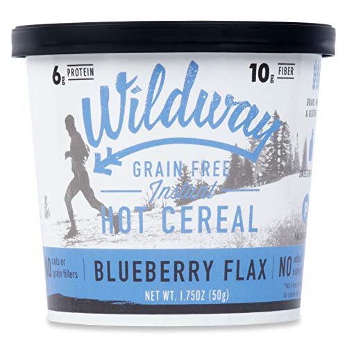 Product Cover Wildway Vegan, Keto Hot Cereal Cups | Blueberry Flax | Certified Gluten Free Instant Breakfast Cereal, Low Carb Snack | Grain-Free, Keto, Paleo, Non-GMO, No Artificial Sweetener | 6 pack