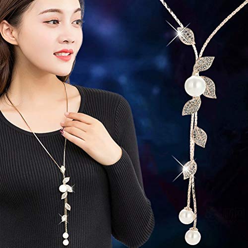 Product Cover Essencedelight Necklace for Women Jewelry Tassel Long Sweater Necklaces Pearl Silver