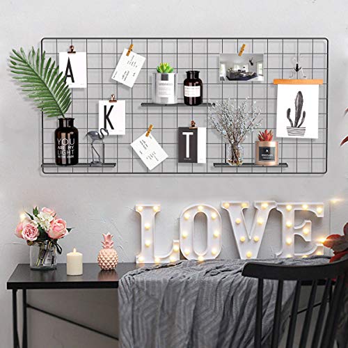 Product Cover Pulatree Grid Photo Wall, Wire Wall Grid Panel for Photo Hanging Display Metal Grid Wall Decor Organizer Mesh Panels Display Wall Storage 37.4 x 17.7 inch - Black