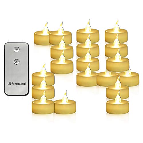 Product Cover Youngerbaby 24 Pack Battery Operated Tea Lights with Remote Flickering Warm White Led Tealights Mini Flameless Candles Indoor Outdoor Wedding Centerpieces Decor Birthday Party Thanksgiving - 1.4 Inch