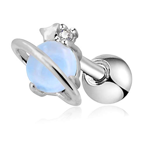 Product Cover OUFER 16G Stainless Steel Cartilage Earring Air Blue Opal Stone Saturn Helix Earring