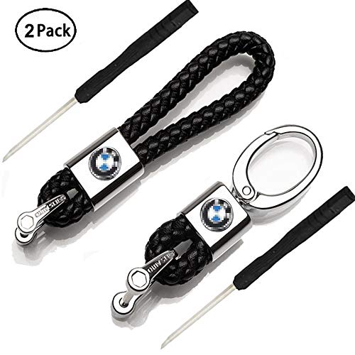 Product Cover VILLSION 2Pack Genuine Leather Car Logo Keychain with Zinc Alloy Buckle Key Chain Gift