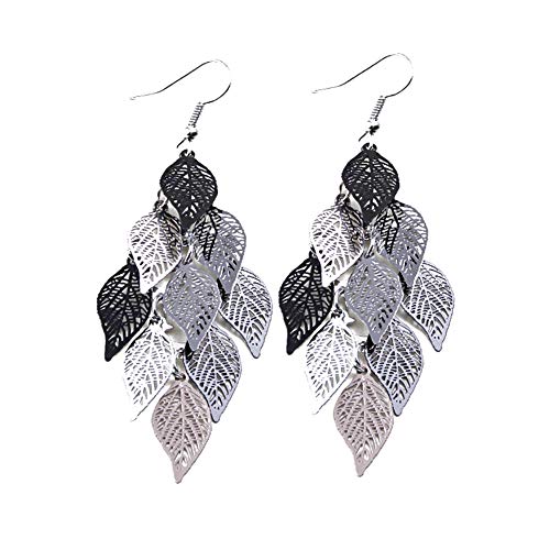Product Cover Afco Women Colorful Multi Layers Leaf Hook Earrings Christmas Jewelry Gift 7#