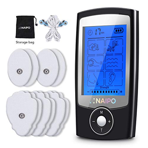 Product Cover Naipo Tens Unit Muscle Stimulator Pulse Massager Electronic Rechargeable with 16 Modes, 10 Electrodes Pads and 20 Intensity Levels for Pain Relief Therapy Management FDA Approved