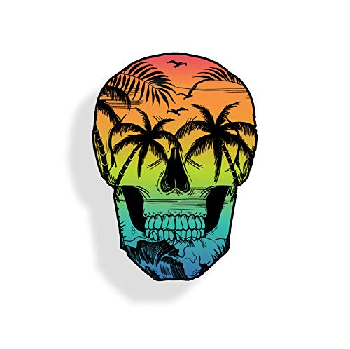 Product Cover Beach Scene Skull Sticker Back Glass Car Window Bumper Decal Custom Printed Palm Tree Graphic