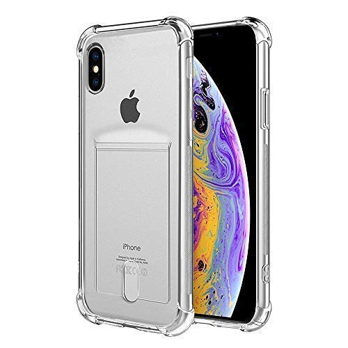 Product Cover ANHONG iPhone Xs Max Clear Case Card Holder, [Slim Fit][Wireless Charger Compatible] Protective Soft TPU Shock-Absorbing Bumper Case Compatible iPhone Xs Max 6.5 inch