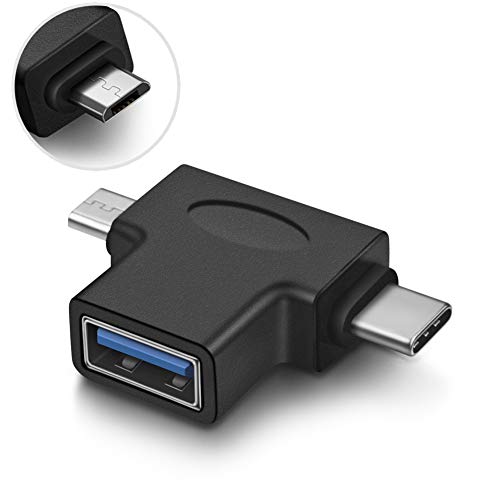 Product Cover 2 in 1 OTG Converter USB 3.0 to Micro USB and Type C Adapter USB3.0 Female to Micro USB Male and USB C Male Connector (1 Pack)