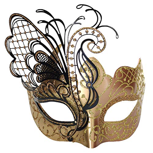 Product Cover Masquerade Mask for Women Venetian Mask/Halloween/Party/Ball Prom/Mardi Gras/Wedding/Wall Decoration-Rose Gold Butterfly