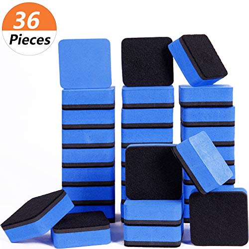 Product Cover Dry Erase Erasers, 36 Pack Magnetic Whiteboard Eraser Chalkboard Eraser Dry Eraser for Classroom Office and home (Blue)