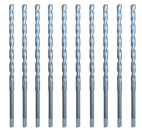 Product Cover 10Pcs Pack 3/16 x 4-1/2 Carbide Tipped Masonry Concrete Drill Bit Sand Blasted with Half Flat Shank Use on Masonry, Stone, Ceramic Tile, Bricks, Concrete and Marble