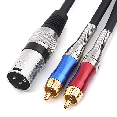 Product Cover TISINO Dual RCA to XLR Male Y Splitter Patch Cable, Unbalanced 2 RCA/Phono Plug to 1 XLR Splitter Duplicator Lead Y-Cable Adapter -1.6feet/50cm