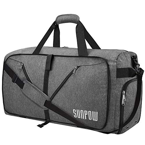 Product Cover SUNPOW 115L Travel Duffel Bag, Extra Large Weekender Bag With Shoes Compartment Tear Resistant Packable Duffle Bag For Men Women Dark Grey