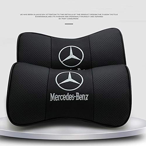 Product Cover 2 PCS Car Neck Pillow Mercedes-Benz, for Mercedes-Benz,Breathable Auto Head Neck Rest Cushion Relax Neck Support Headrest Comfortable Soft Pillows for Travel Car Seat & Home (Black)