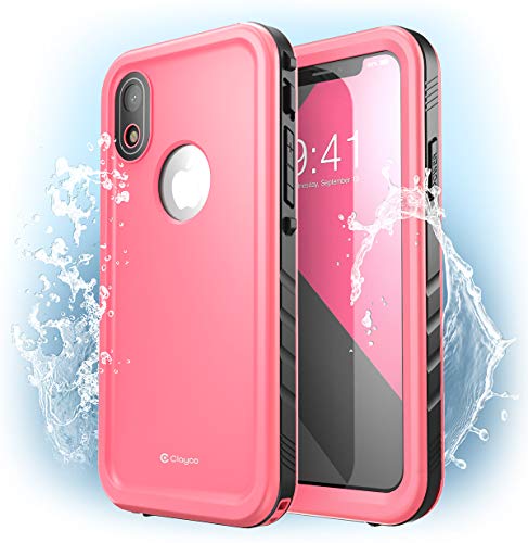 Product Cover Clayco iPhone XR Waterproof Case, Omni Underwater Case Shockproof Snowproof Dirtproof Case with Built-in Screen Protector for Apple iPhone XR 6.1 Inch 2018 (Pink)