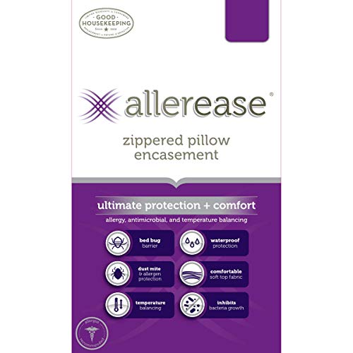 Product Cover AllerEase Ultimate Protection and Comfort Temperature Balancing Pillow Protector - Zippered Pillow Protector, Allergist Recommended, Prevent Collection of Dust Mites and Other Allergens, King - 2 Pack
