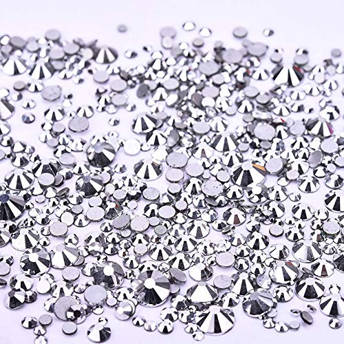 Product Cover Jollin 3456pcs Flatback Rhinestones Glass Charms Diamantes Gems Stones for Nail Art 6 Size ss4~ss12 Silver