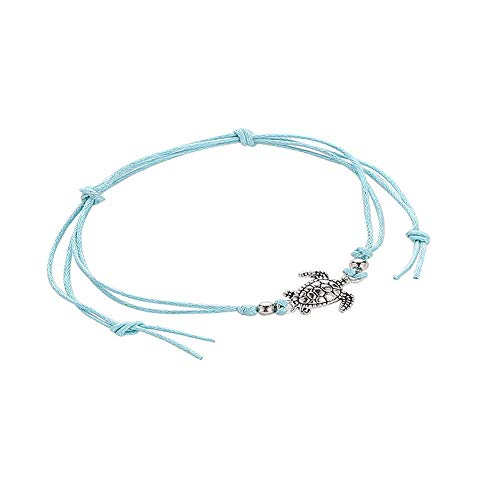 Product Cover Diamondo Fashion Women Weave Turtle Foot Chain Barefoot Anklet Beach Jewelry (Blue)