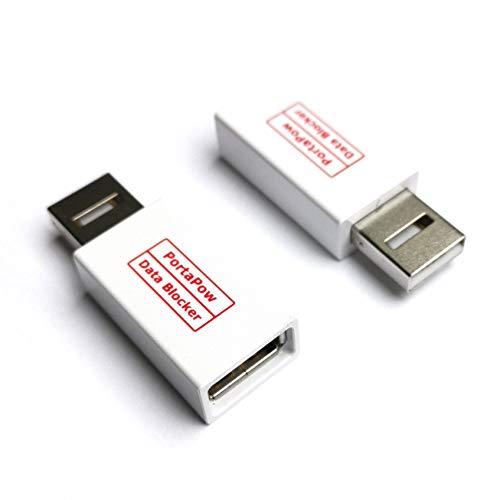 Product Cover PortaPow 3rd Gen USB Data Blocker (White 2 Pack) - Protect Against Juice Jacking