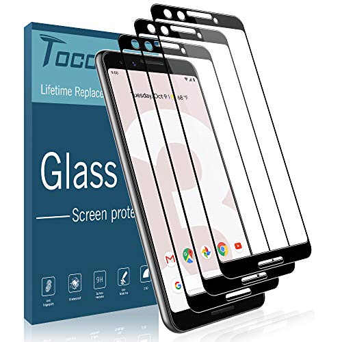 Product Cover TOCOL [3 Pack] Screen Protector for Google Pixel 3, [Full Coverage] [Case Friendly] [9H Hardness] Anti-Scratch Tempered Glass