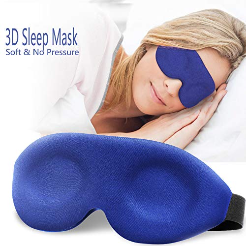 Product Cover 3D Sleep Mask, New Design Light Blocking Sleeping Eye Mask for Women Men, 3D Contoured Comfortable & Soft Night Blindfold with Adjustable Strap, Molded Eye Shades Eye Cover for Travel/Naps