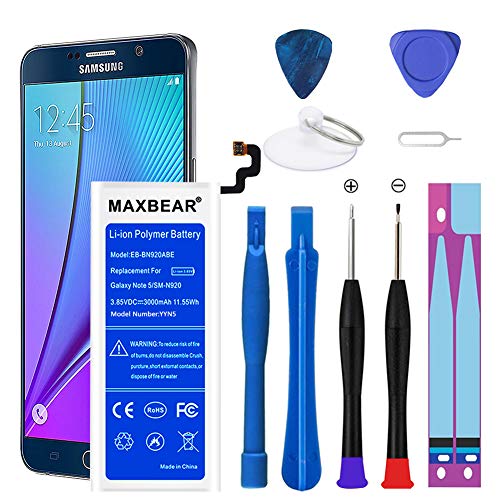 Product Cover Galaxy Note 5 Battery,MAXBEAR 3000mAh Li-Polymer Built-in Battery EB-BN920ABE Replacement for Samsung Galaxy Note 5 SM-N920 N920T N920A N920P N920V with Free Tool.