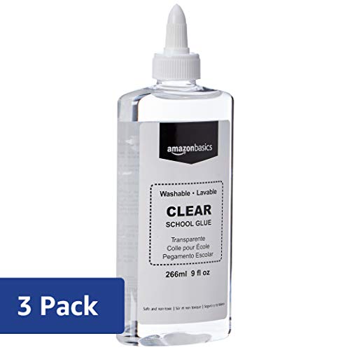 Product Cover AmazonBasics All Purpose Washable School Clear Liquid Glue - Great for Making Slime, 9 oz. Bottle, 3-Pack