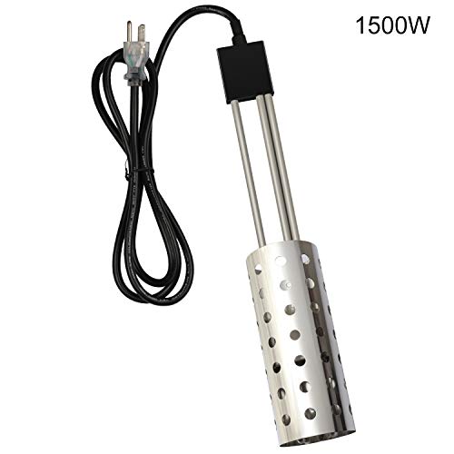 Product Cover 1500W Immersion Heater, Gesail UL-Listed Bucket Water Heater with Heating Element, Submersible Heater with Thermostat and Auto Shutoff Protection, Perfect for Home Travel and Winter Job - Silver